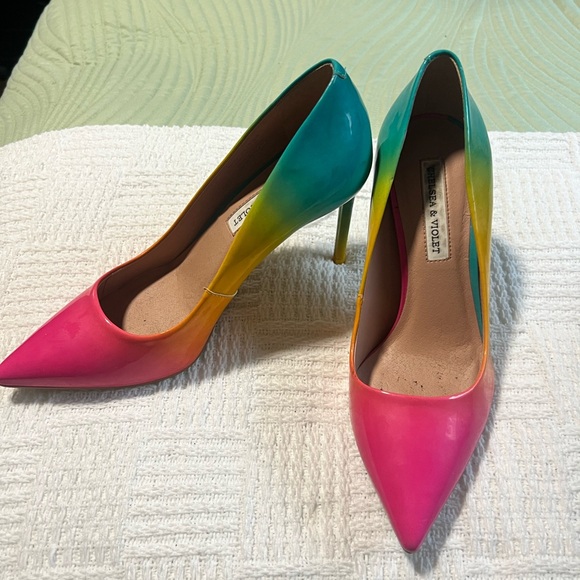 Chelsea & Violet Pink, Yellow, and Green Heels - Picture 2 of 4